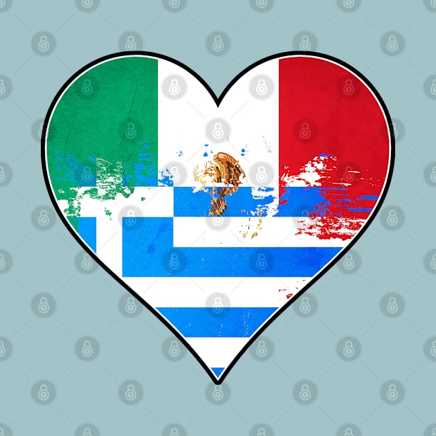 Mexican and Greek Heart Mix Heritage Flag by Just Rep It!!
