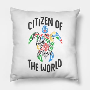 Citizen of the world Global turtle Pillow