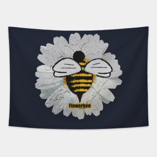 Flowerbee White Flower Yellow Bee Tapestry