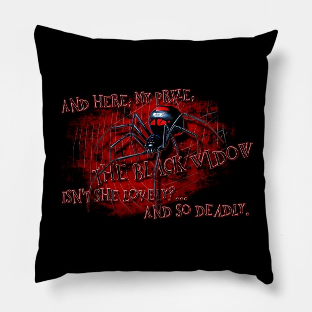 Black Widow Design Pillow by HellwoodOutfitters