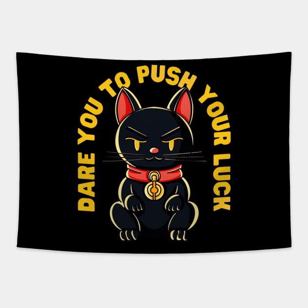 Dare you to push your luck: Black unlucky Chinese cat Tapestry by GiveMeThatPencil