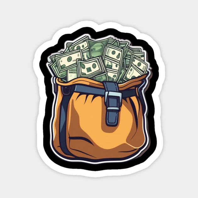 Bag full of green money Magnet by AhmedPrints