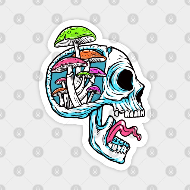 Screaming Shroom Skull Magnet by machmigo