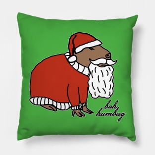 Grumpy Christmas Capybara Santa Claus says Ba Humbug Pillow