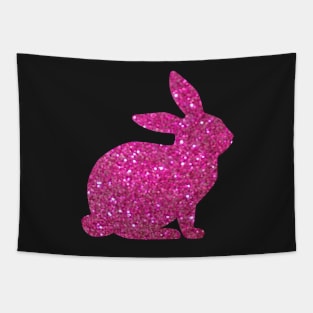 Hot Pink Faux Glitter Easter Bunny Tapestry