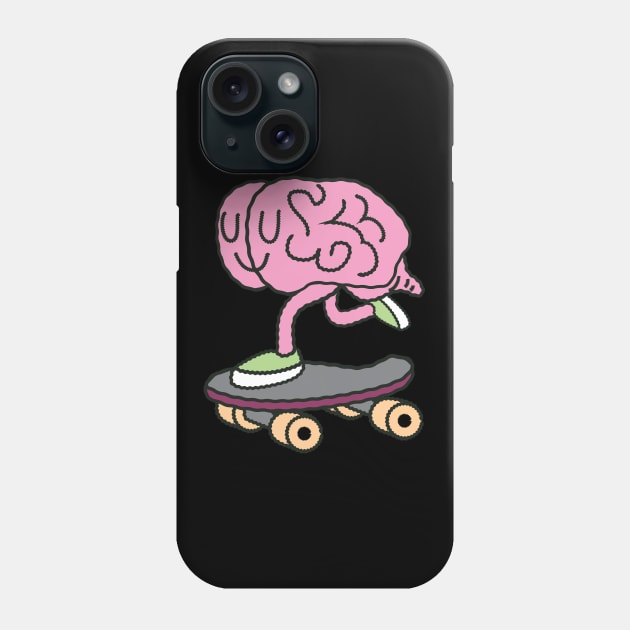 Brain Skateboarding - Funny Sarcastic Doodle Phone Case by stokedstore