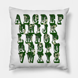 Green Canal Flowers Alphabet Pillow