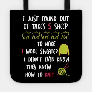 Funny Knitting Joke It Takes 5 Sheep Tote