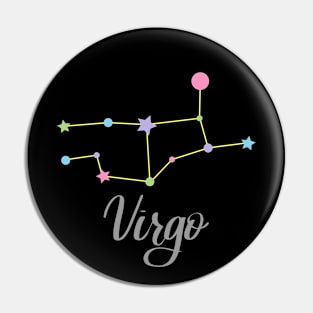 Virgo Zodiac Constellation in Rainbow Pastels - Black Pin