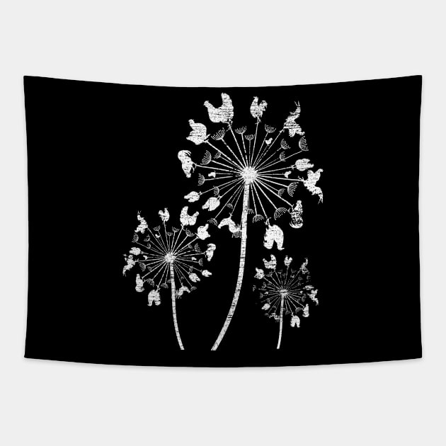 Chicken Farmer Gift Dandelion Chicken Tapestry by ShirtsShirtsndmoreShirts