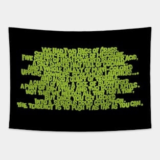 Mind-Bending Journey: Fear and Loathing Quote & Drug List Design Tapestry