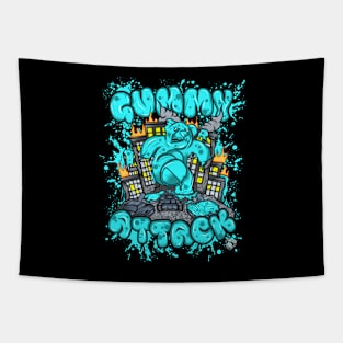 Attack of the Gummybear Blue Tapestry