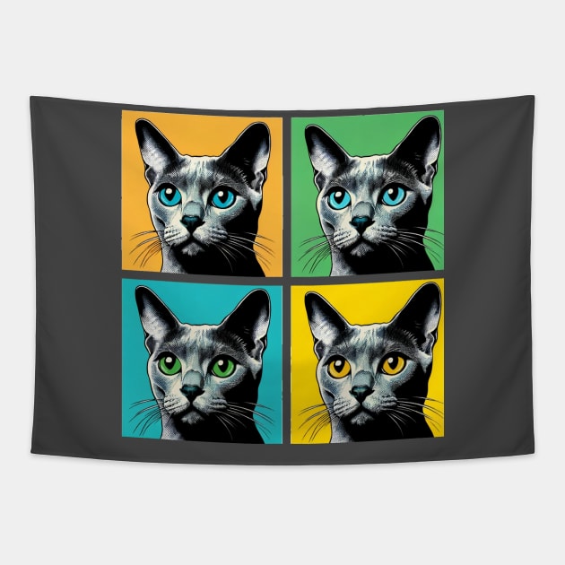 Korat Cat Pop Art - Cat Lovers Tapestry by PawPopArt