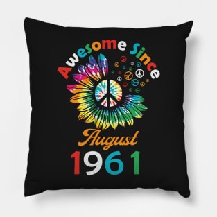 Funny Birthday Quote, Awesome Since August 1961, Retro Birthday Pillow