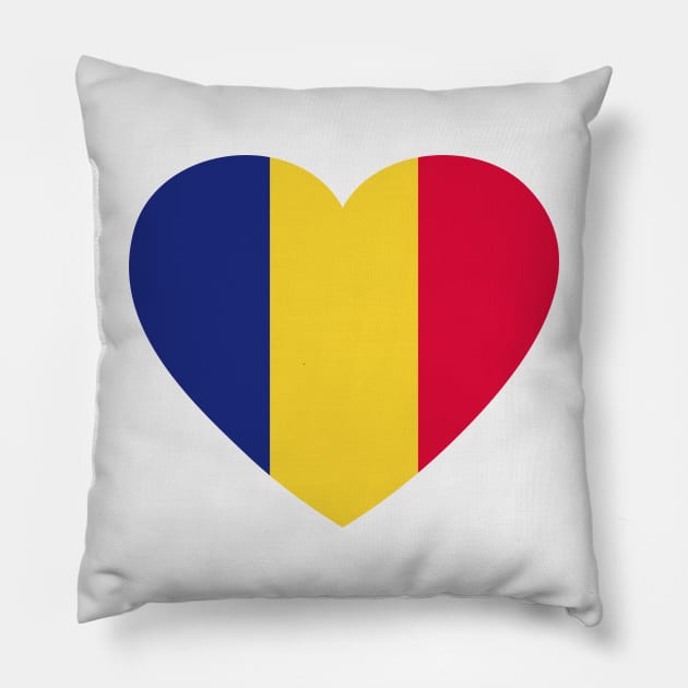 I Love Romania // Heart-Shaped Romanian Flag Pillow by SLAG_Creative