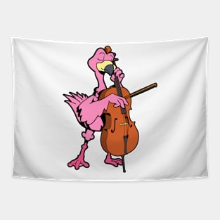 Comic Flamingo spielt Cello Tapestry