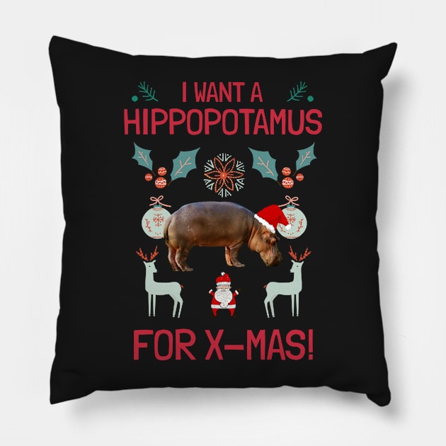 I want a hippopotamus for Christmas ! I want a hippo ! Pillow by AmongOtherThngs