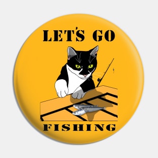 Cute Tuxedo Cat Lets go fishing  Copyright TeAnne Pin