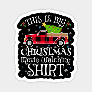 This Is My Christmas Movie Watching Shirt Plaid Pattern Magnet