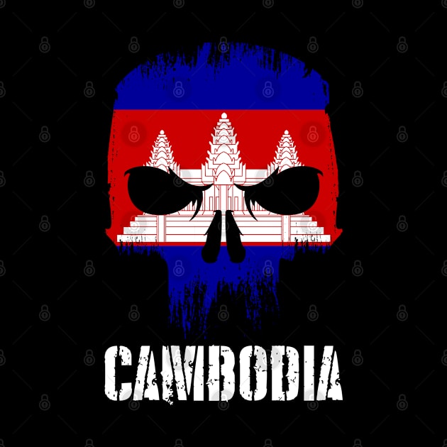 Cambodia Flag Skull Cambodian Pride Patriotic by TheBeardComic