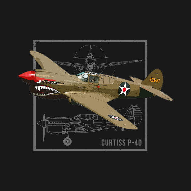 Disover Curtiss P-40 Warhawk | WW2 Fighter Plane - P 40 Warhawk - T-Shirt