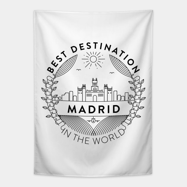 Madrid Minimal Badge Design Tapestry by kursatunsal
