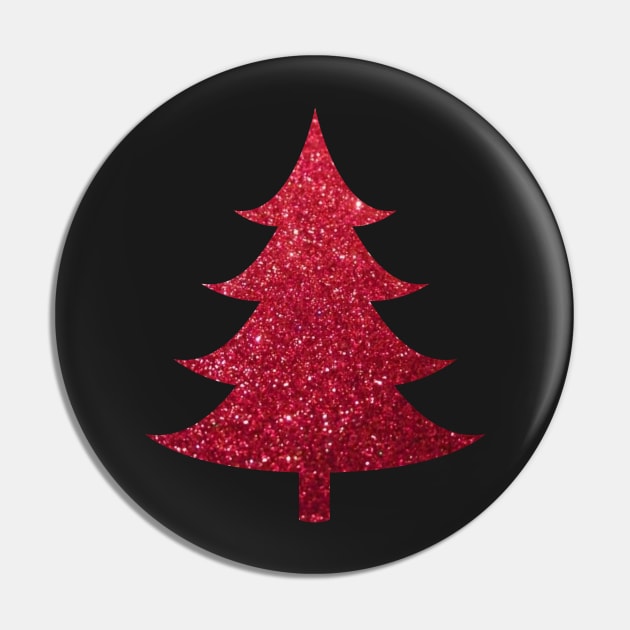 Minimalistic Red Faux Glitter Christmas Tree Pin by Felicity-K