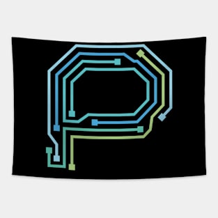 Alphabet P Circuit Typography Design Tapestry