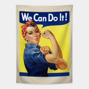 Traditional Restored Rosie The Riveter "We Can Do It" Print Tapestry
