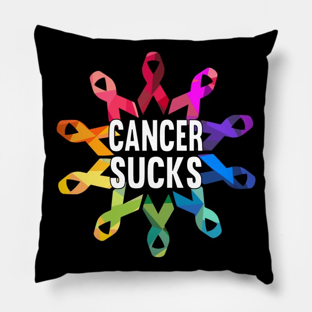 Cancer Sucks Survivor Support Awareness Pillow by Swagazon