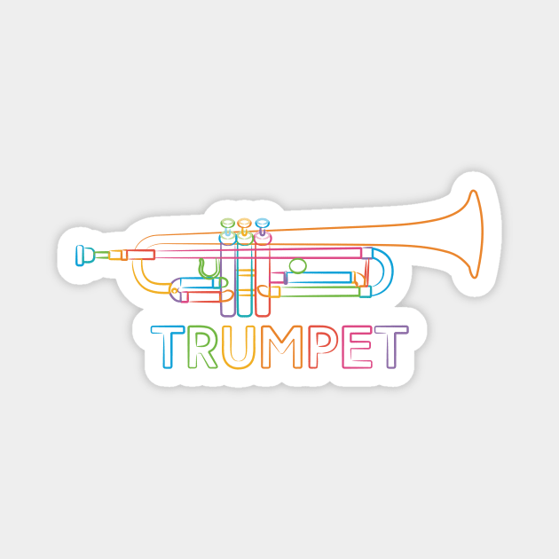 Rainbow Trumpet Magnet by evisionarts