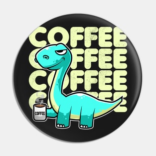 Cute Dinosaur Drinking Coffee Kawaii Neko Anime design Pin