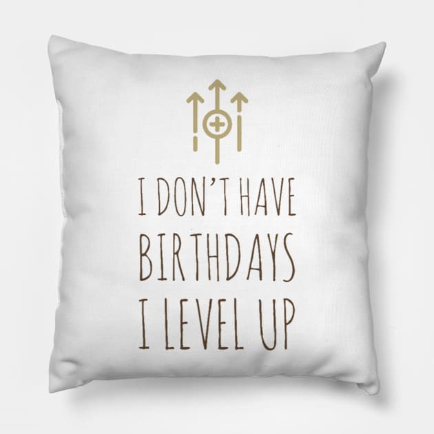 I don’t have birthdays I level up Pillow by GAMINGQUOTES