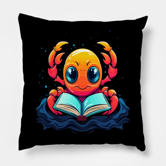 Crab Reads Book Pillow by JH Mart