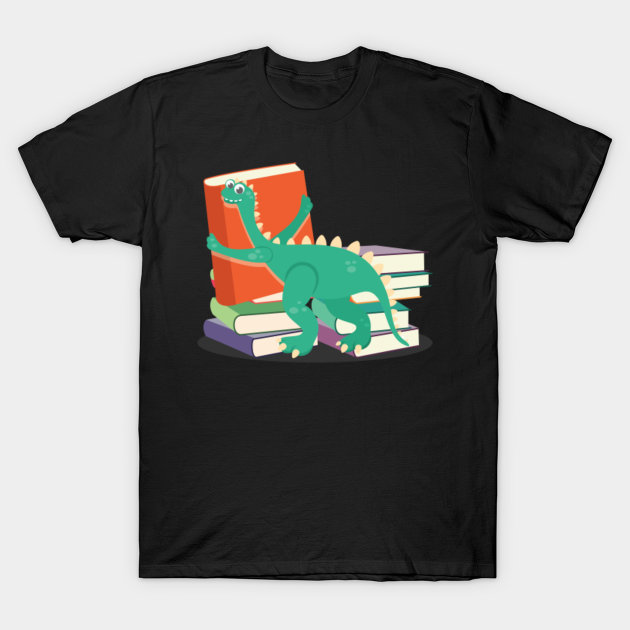 Discover Book Dino Dinosaur Bookworms Geeks Literature Nerds Genius Readers Reading - Book - T-Shirt