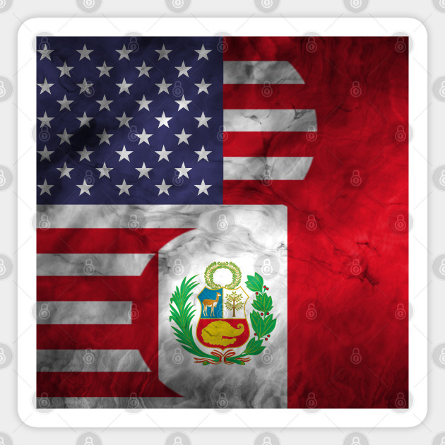 Usa And Peru Dual Flag Yin Yang Combination Peru Aufkleber Teepublic De
