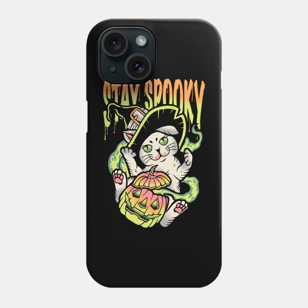 Cat Spooky Pumpkin Vintage Phone Case by Afdhal Project