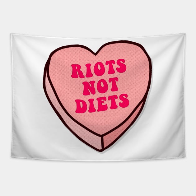 Riots Not Diets - Love Heart Feminist Design Tapestry by DankFutura