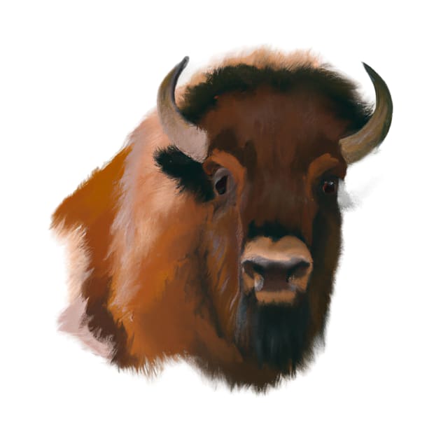 Cute Bison Drawing by Play Zoo