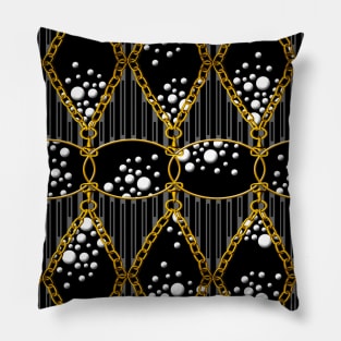 Pearls and gold chains Pillow