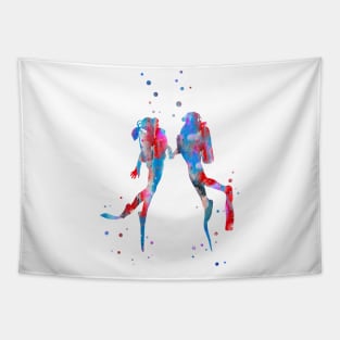 Scuba divers, scuba couple Tapestry