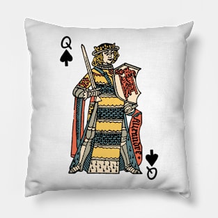 Antique Character of Playing Card Queen of Spades Pillow