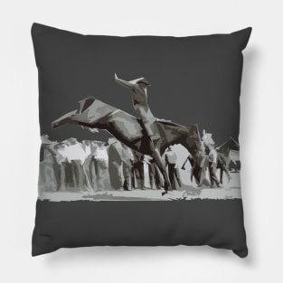 Bronco Riding cartoon Pillow