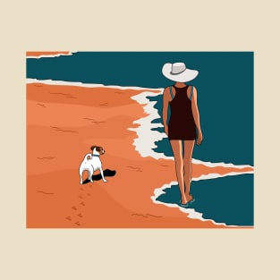 Beach walk with dog T-Shirt