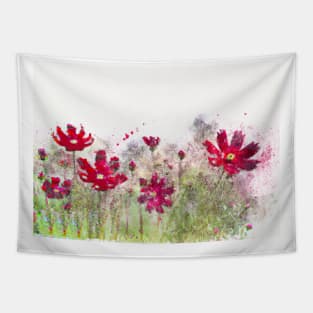 Red cosmos flowers Tapestry