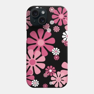 1960's Retro Flowers in Pink and White - Mod Abstract Phone Case