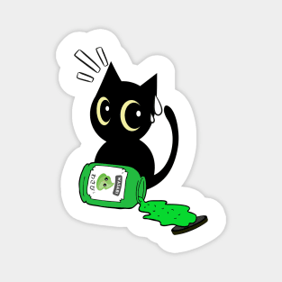 Cute black cat Spilled Wasabi sauce Magnet