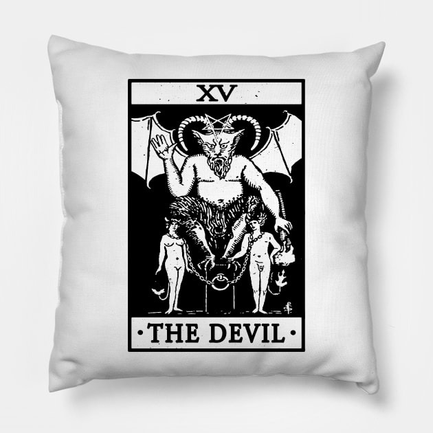 VINTAGE TAROT CARD T SHIRT, THE DEVIL CARD, OCCULT, TAROT Pillow by Tshirt Samurai