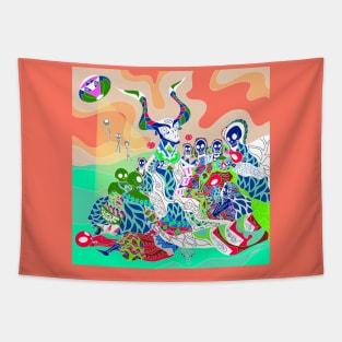 the coven of the goya painting art with alien remix ecopop Tapestry