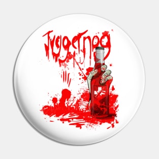 Zombie Hand Bloodied Juggernog on White Pin